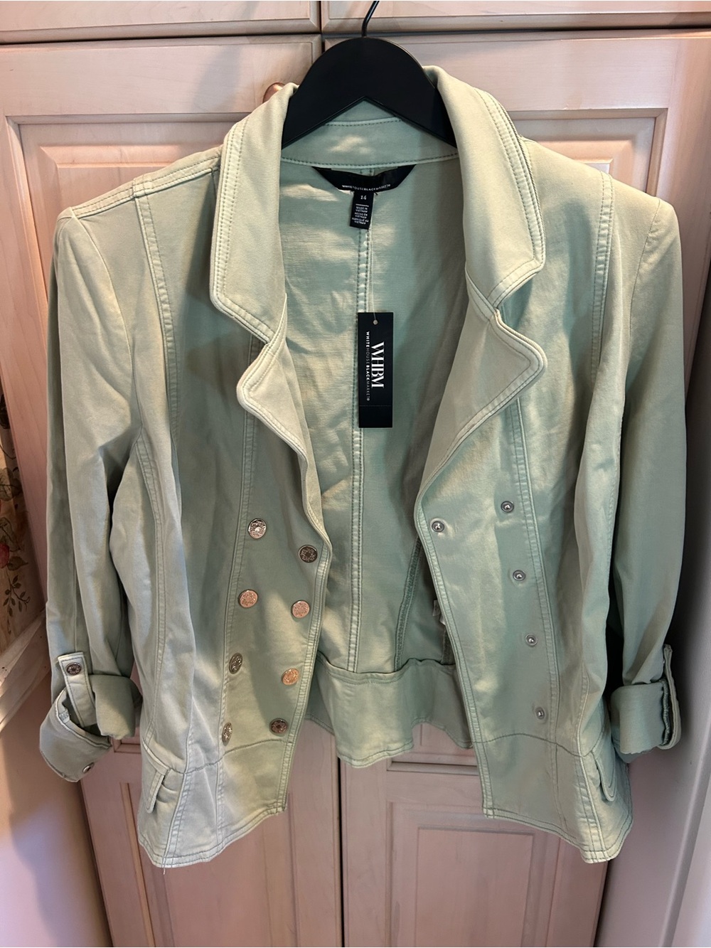 White House Black Market Light Green Utility Jacket Green Size 14 NWT